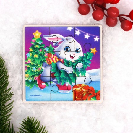 New Year's derving puzzles "New Year! Bunny hurries to the holiday "-1