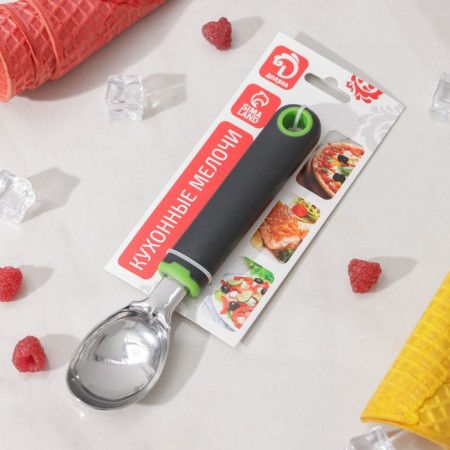 Spoon for ice cream of the lime, 19.5 × 4.2 cm, black and green color-2