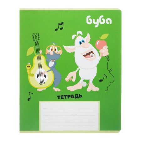 Notebook 12 sheet braids "Buba", cover coated cardboard, rounded corners, unit 65 g/m2, 5v mix-5