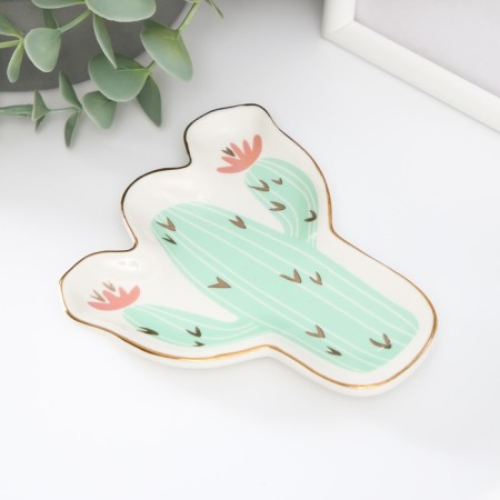 Souvenir ceramic stand for the Ring "Cactus with flowers" 1.6x11x12 cm-2