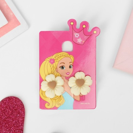 Clips children's "chosen" flower with a heart, color beige-brown-3