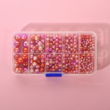 Assorted pursuit beads “Tenderness”, D = 4 /5 / 6/8/10 mm, color pink spectrum-3