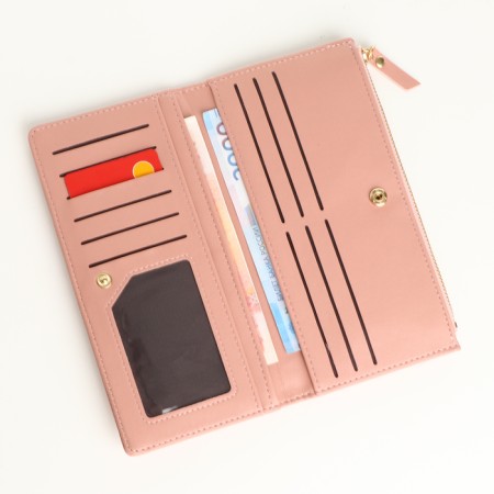 Women's wallet on magnets, pink color-4