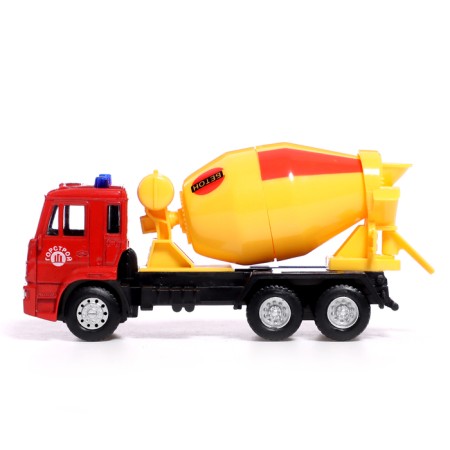 Metal truck "KAMAZ. Concrete mixer ", 1:54, inertial, yellow color-1
