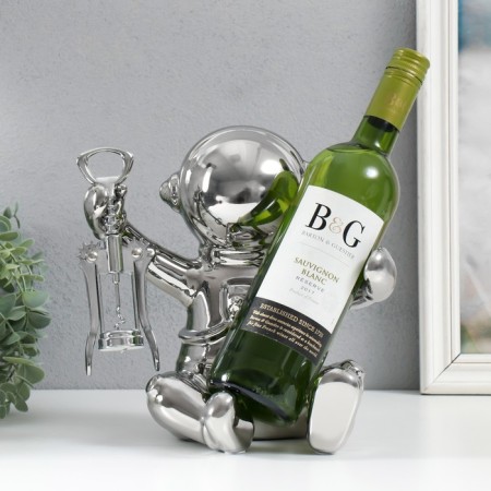 Souvenir ceramic stand for the bottle "Cosmonaut" silver 22.5x21x24 cm