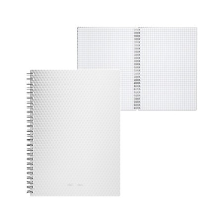 A notebook of 80 sheets in a cage on a spiral Erichkrause Total White, a plastic cover, an offset block, whiteness 100%, white