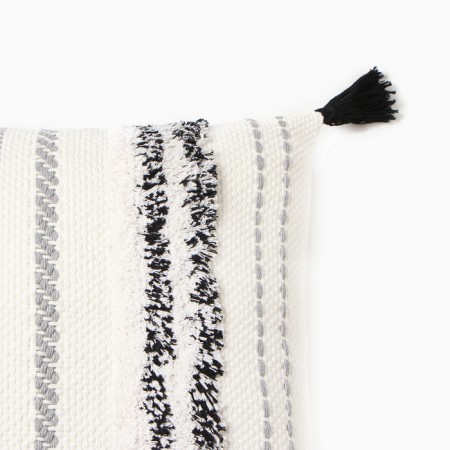 Pillowcase decorative Ethel Boho Line 45x45 cm, black color, cotton-1