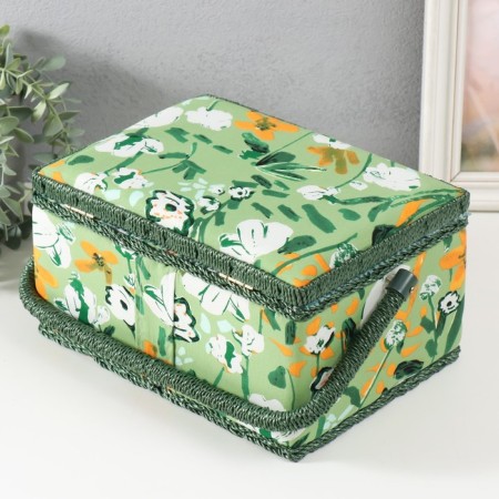 Casket for needlework "Summer flowers on green" 19x26x14.5 cm-4