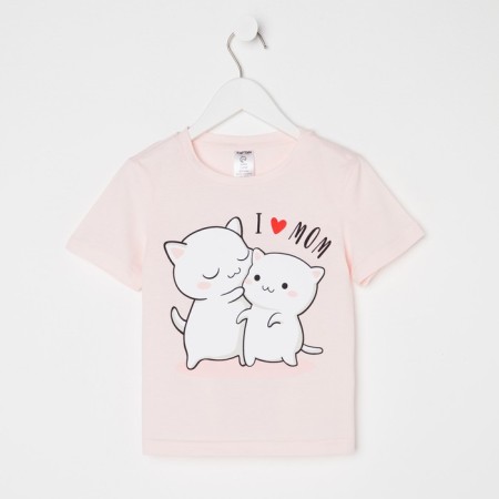 T-shirt Children's KAFTAN "Love Mom" ​​R.32 (110-116), pink-3