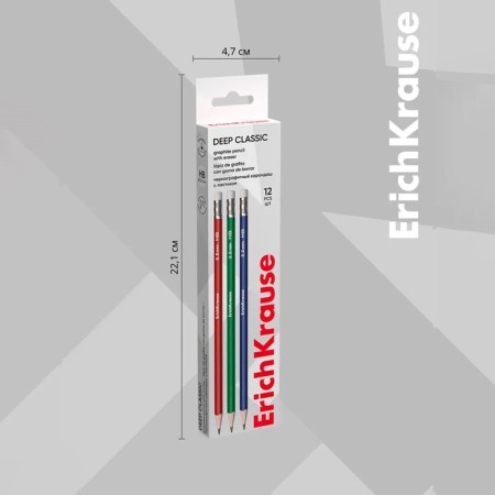 Chernographic pencil with Erichkrause "Deep Classic Triangular", HB, Griffel D = 2.2 mm, wood, trihedral in a tube, mix-5