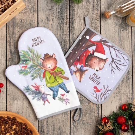 Kit kitchen Magic Winter, mittens-output 20x28cm, 19x19cm tack, 100% HL