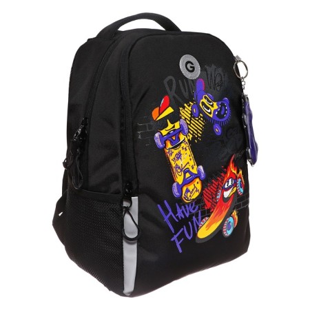 School backpack, 38 x 29 x 16 cm, Grizzly, ergonomic back, black-1