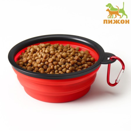 Silicone, folding bowl, 350 ml, 11 cm, red