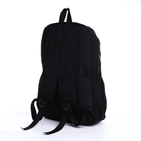 School backpack from textiles on lightning, 3 pockets, black color-3