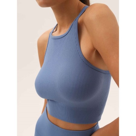 Female top in a rub on thin straps Mirey Top Crop, size 42-44, blue color-3