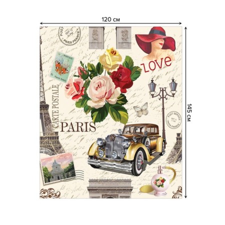 The tablecloth "Love Paris", rectangular, Saten, size 120x145 cm-1
