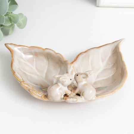 Souvenir Ceramics stand "Bunnies at flowers" 11.5x17x6 cm-3