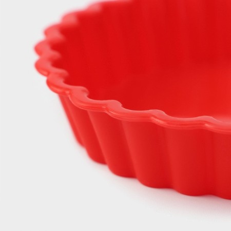 Silicone form for baking the shade “Circle Circle”, 11 × 2.5 cm, red color-1