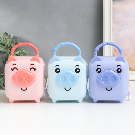 Piggy bank Plastic "Suitcase - Pig" MIX 11x10.5x14 cm