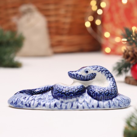 Souvenir "Snake on the lawn", Gzhel, 13x6x5 cm