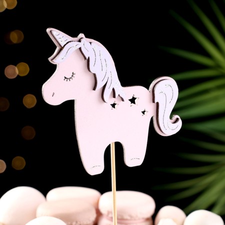 Topper "Unicorn", 11x10 cm, pink