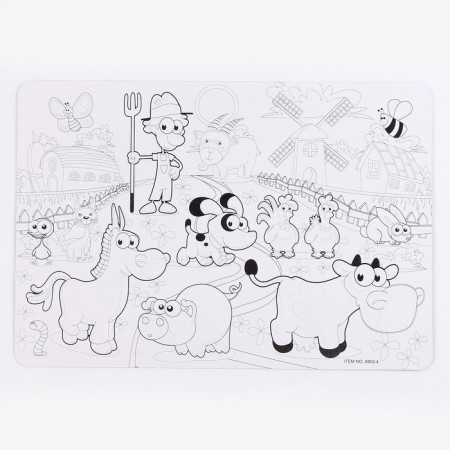 Stencil for kids "Fun Farm" with coloring-3
