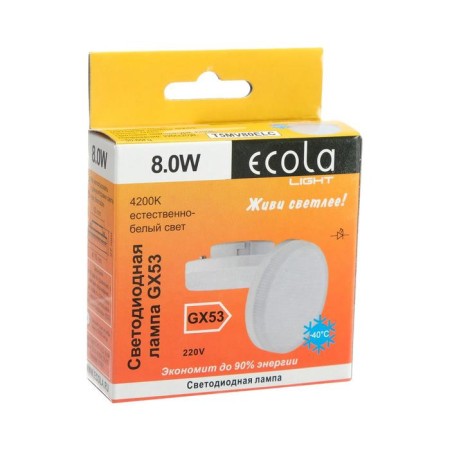 LED LED ECOLA, GX53, 8 W, 4200 K, 27x75 mm, matte glass-4