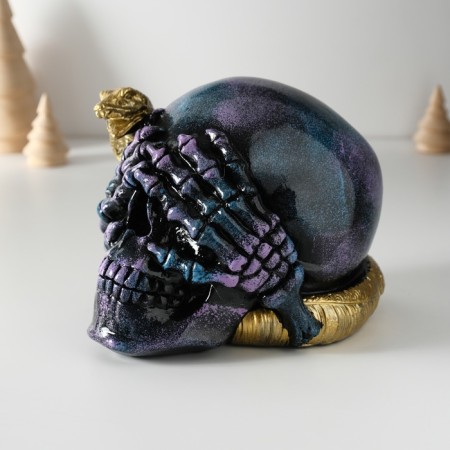 Polystone souvenir "Snake on the skull" 15x12.5x12 cm-2
