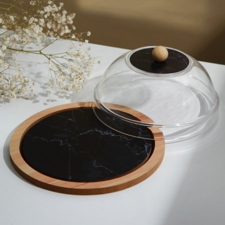 Black marble lid, 15 cm-1
