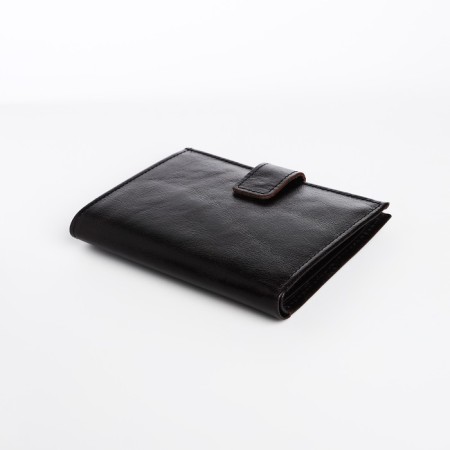 Male purse on the button, 3 in 1, for autocrains, for passport, for bills, black color-2