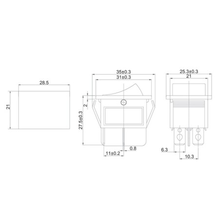 Klavima switch 250V 16A (4C) On -OFF blue with backlight (RWB-502, SC-767, IRS-201-1) Rexant-1