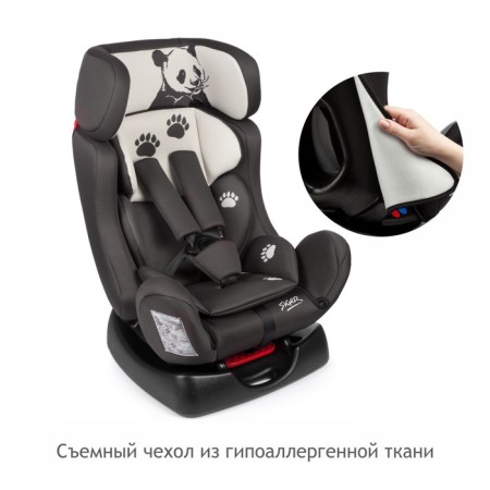 Car Seiger Siger "Dion", group 0+/1/2, Panda print, gray-beige color-7