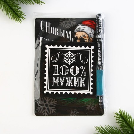 Gift New Year's set "100% man": notebook 90x90 and pen Plastic-9