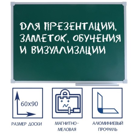 Magnetic-meat board, 60x90 cm, green, calligrata standard, in an aluminum frame, with a shelf