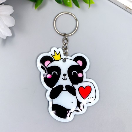 PVC keychain Panda in the Crown with Heart, Soft 6.7x5.1 cm