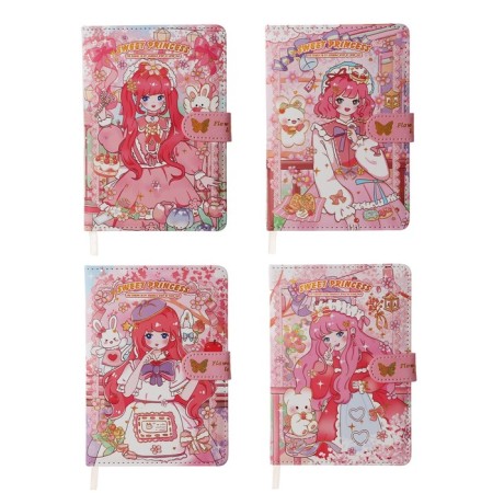 Gift notebook, A6+, 132 sheets, color block, with a curly knife, PVC cover, "anime", mix