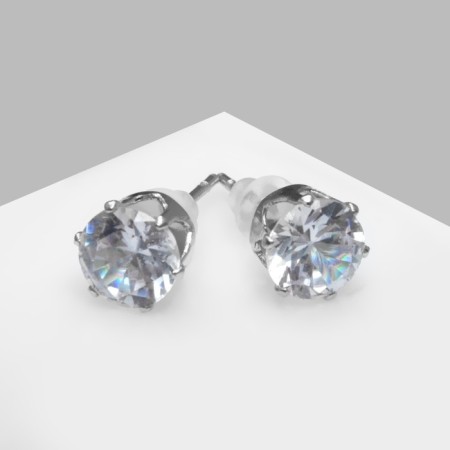 Earrings with rhinestones "Pusets" radiance, circle, d = 0.6, white color in silver-2