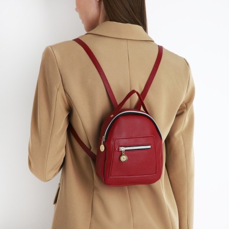 Women's backpack of artificial leather with lightning, 1 pocket, burgundy color-4