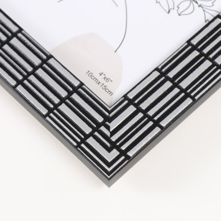 Photo frame plastic 10x15 cm "Rectangles by hand" White with black 18.3x13.5 cm-2