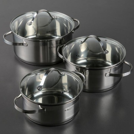 Set of pan "Alta", 3 subjects: 2.2 l, 3.2 l, 4.2 l, glass covers, induction