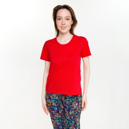 Female set (T -shirt/pants), red/butterfly color, size 54-2
