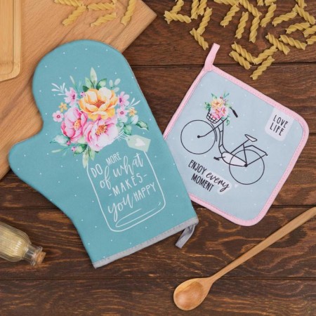 Kit kitchen "flower mood" mittens-output 20x28cm, severity 17x17cm, 35% m/l, 65%
