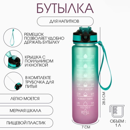 Water bottle, 1 l, Refill, 28.5 x 7 cm