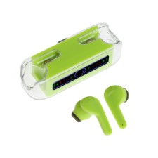 Wireless headphones M-12 Max, TWS, inserts, BT 5.0, 30/200 mAh, transparent, green