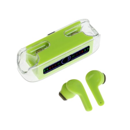 Wireless headphones M-12 Max, TWS, inserts, BT 5.0, 30/200 mAh, transparent, green