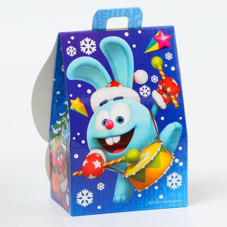 New Year. Gift box New Year's house "Smeshariki" License 12 x 8.5 x 17.5 cm (+2.2 cm).-2