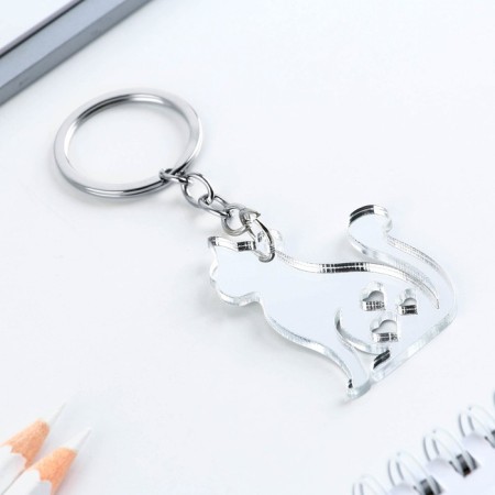Key keychain Acrylic mirror "cat", 3.7 x 5 cm-1