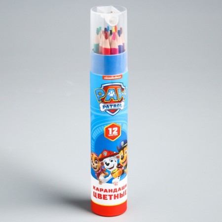 Colored pencils in a tube, 12 colors, trihedral, puppy patrol-1