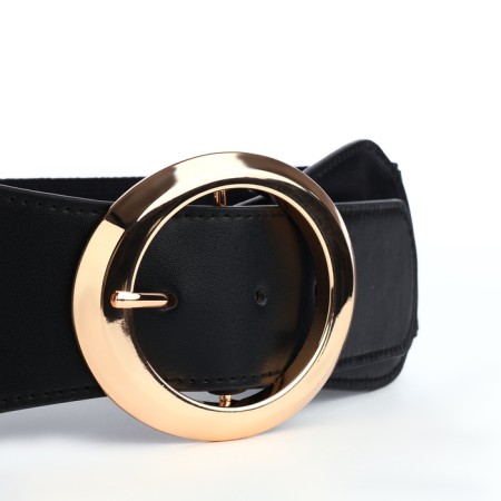 Women's belt, width 8 cm, black color-4
