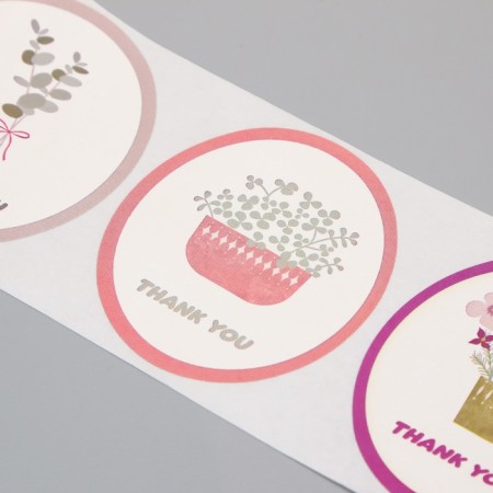 Stick Paper "Gratitude. Flowers in a vase" D = 2.5 cm 120 pcs in a roll 5.7x5.7x6 cm-4